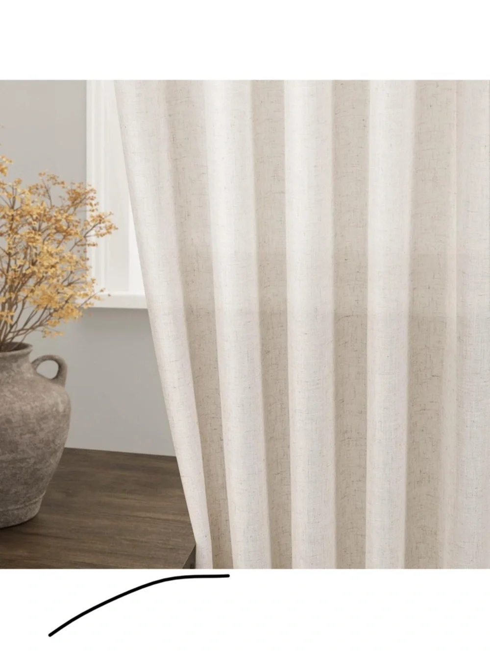 Beige Flax Linen Curtains 52 x 84 inches Long for Living Room 2 Panel Tan Burlap